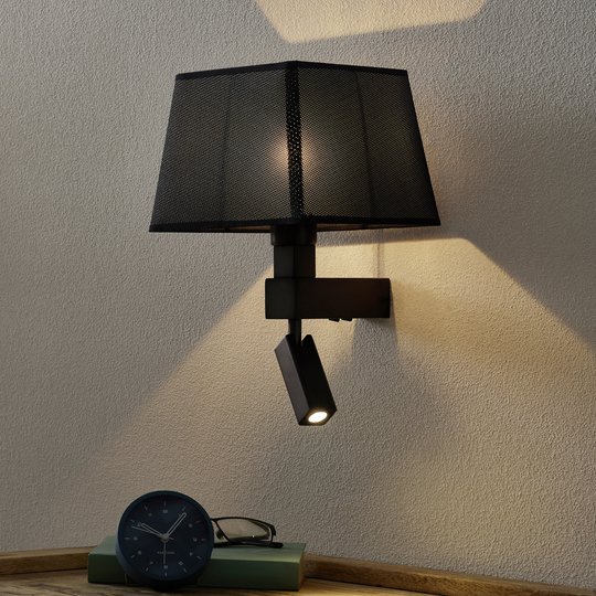 Med svart textilskärm - vägglampa Bahia