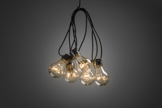 Partyslinga 5lj LED batteri m. timer (Svart)