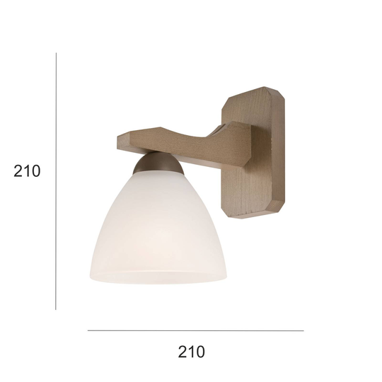 Vägglampa Haro med glasskärm, sonoma ek/vit