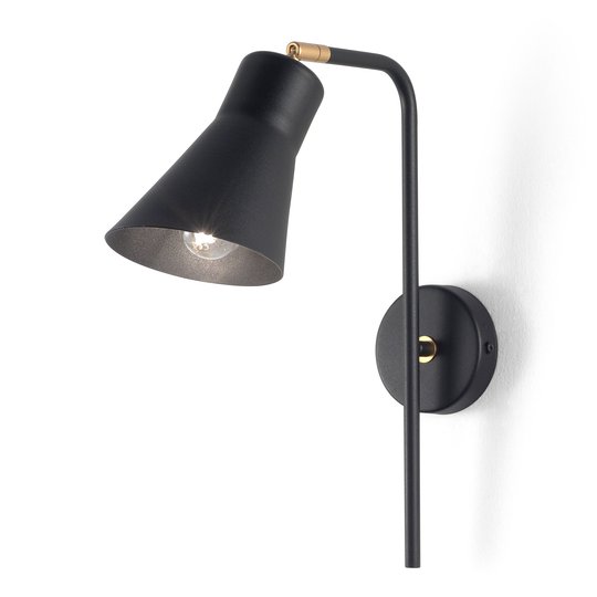 Vägglampa Conico, svart/guld