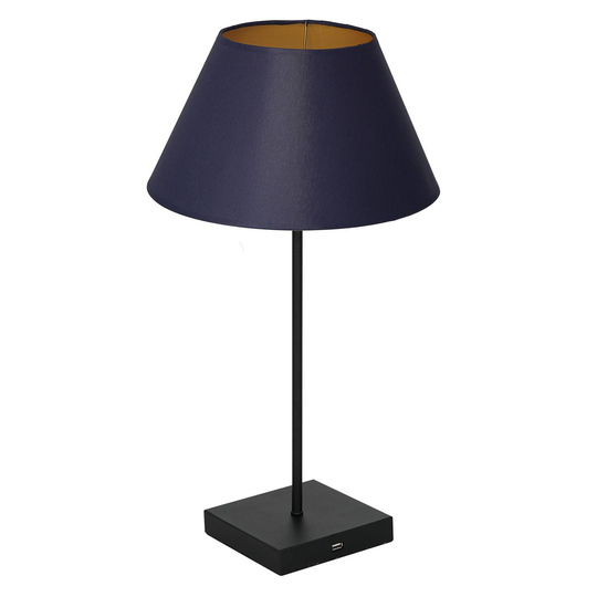 Bordslampa Table svart, skärm konisk blå-guld
