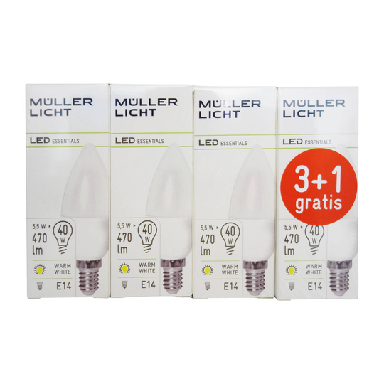 LED-kronljuslampa E14 5,5 W 2 700 K Set 3+1 470 lm