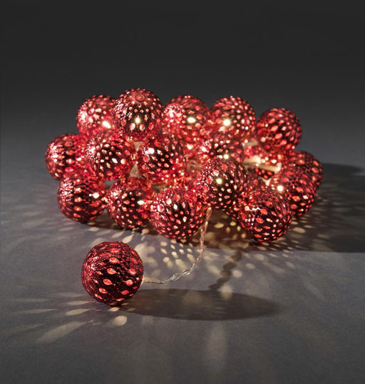 Ljusslinga 24 metallbollar LED röd (Röd)