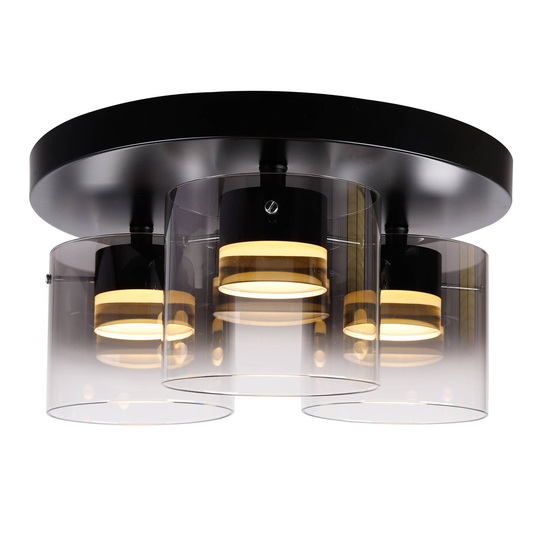 LED-taklampa Salerno, 2 700 K, 3 lampor, svart