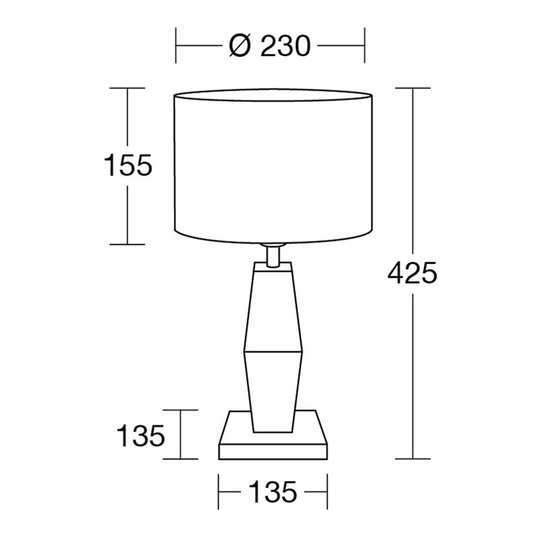 HerzBlut Marla bordslampa, oljad ek vit 42,5 cm