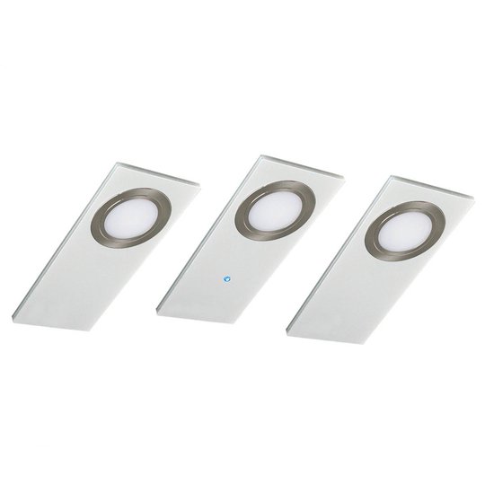 Platt LED-bänklampa Pano i 3-pack, vit