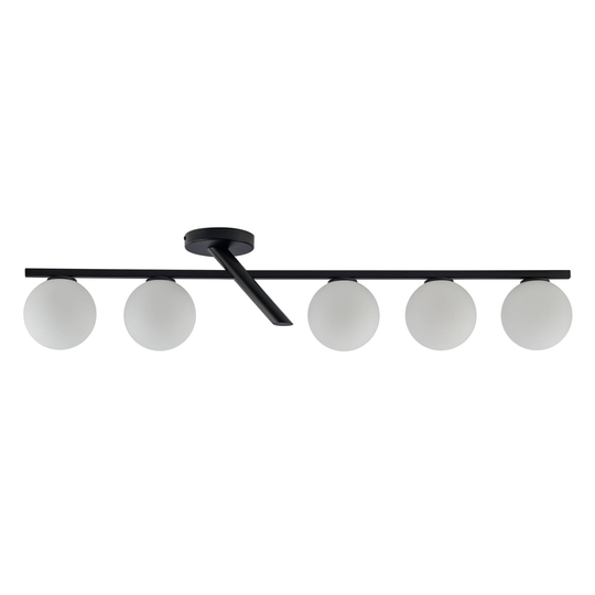Taklampa Baleo, svart/opal, 5 lampor