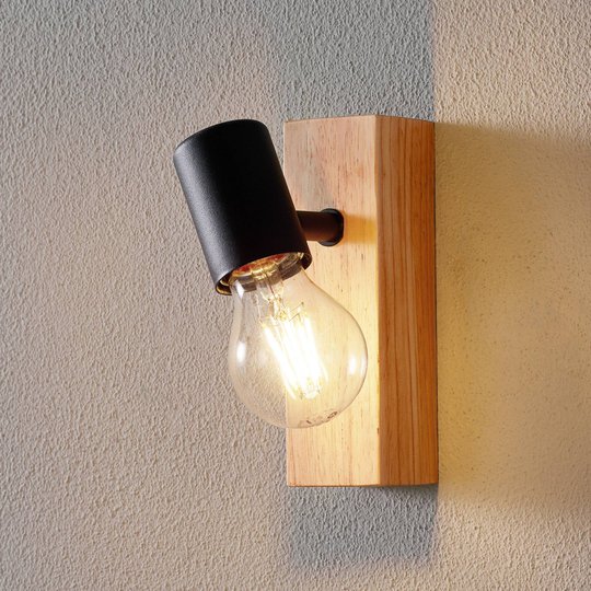 Vägglampa Townshend 3 med väggelement av trä