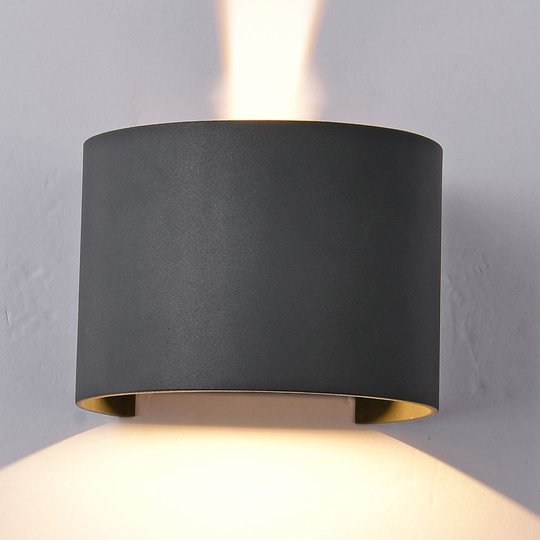 LED-utomhusvägglampa Davos rund, mörkgrå