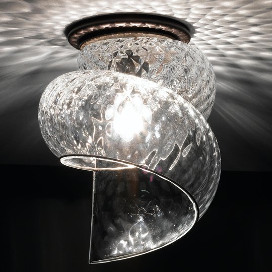 Taklampa Chiocciola med klar glasskärm