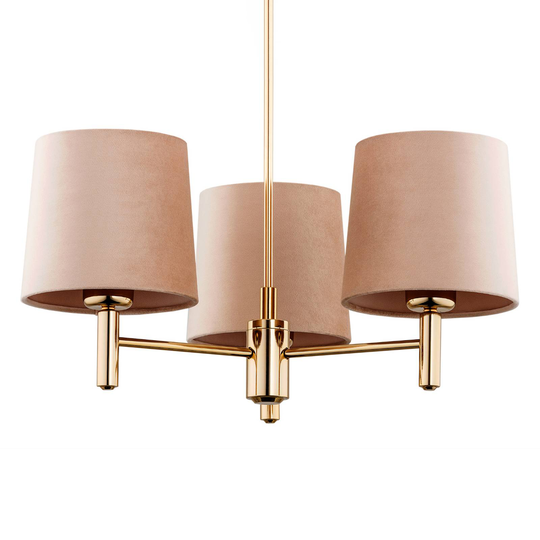 Ljuskrona Polo, 3 lampor, beige/mässing mörk