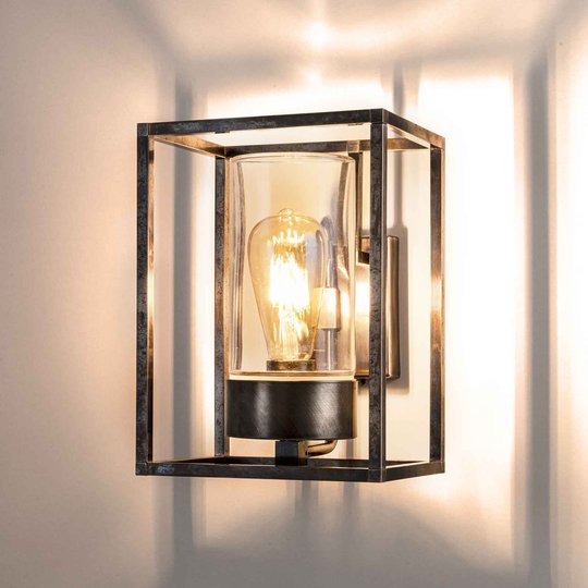Utomhusvägglampa Cubic³ 3363 nickel antik/klar