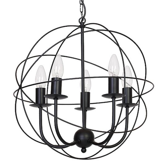 Ljuskrona Globe 5 lampor svart