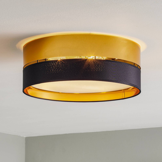 Taklampa Hilton, svart/guld, Ø 45 cm