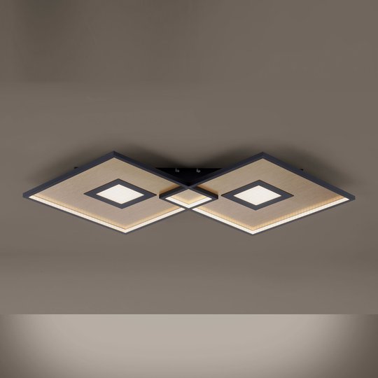 LED-taklampa Amara, två kvadrater, svart