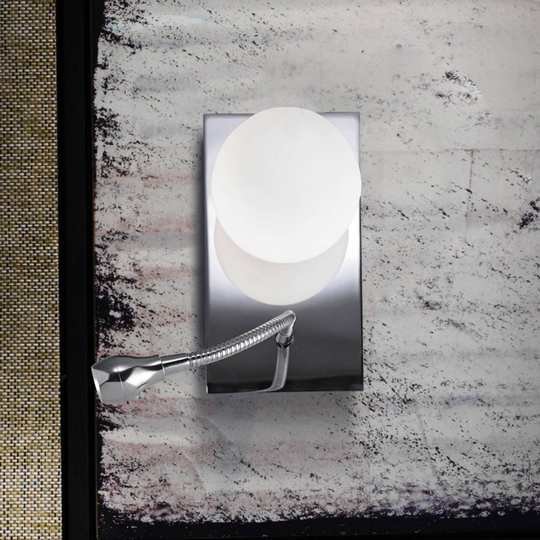 Vägglampa Basic kulskärm och flexarm, krom
