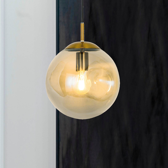 Pendellampa Oscar med glasskärm, bärnsten
