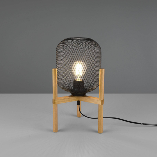 Bordslampa Calimero med trebent trästativ