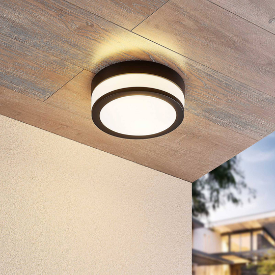 Lindby Flavi badtaklampa, Ø 23 cm, svart