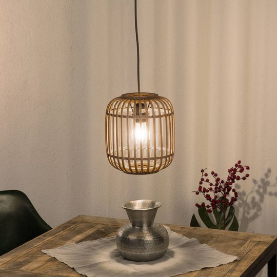 Hänglampa Malacca med träskärm, 1 lampa