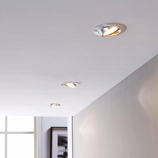 LED-inbyggnadslampa Andrej, rund, krom, 3-pack