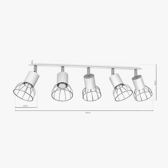 Takspotlight Danjel 5 lampor vit/silver
