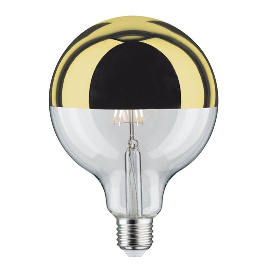 LED-lampa E27 G125 827 6,5W toppförspeglad guld
