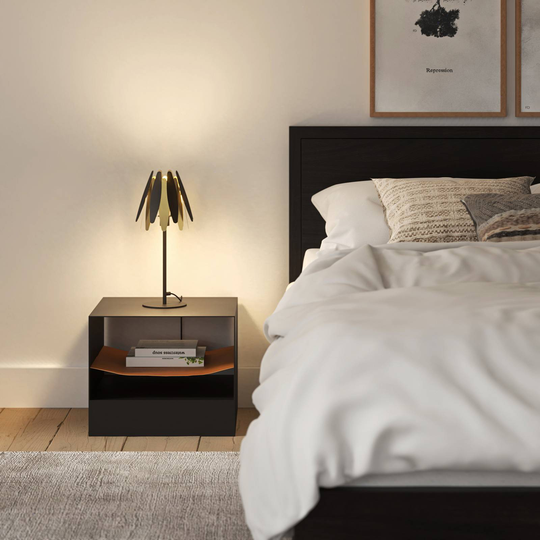 Lucande Lounit bordslampa, svart-guld