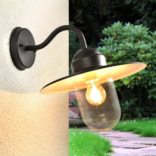 Svart utomhusvägglampa Filip i lantlig stil