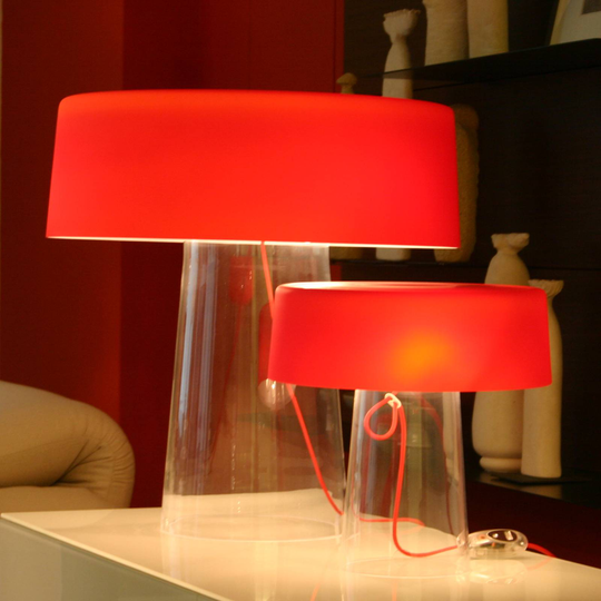 Prandina Glam bordslampa 36 cm klar/skärm röd