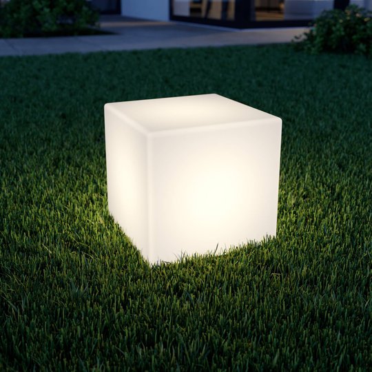 Kubisk LED-solcellslampa Ziva i vitt