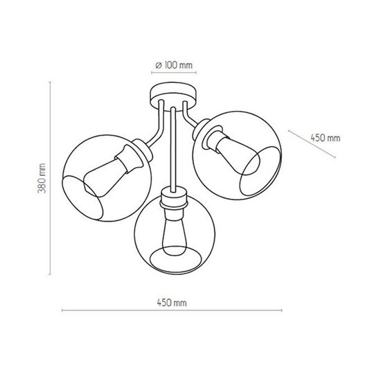 Taklampa Cubus, 3 lampor, grafit