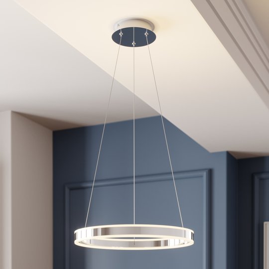 LED-pendellampa Lyani i krom, dimbar, 50 cm