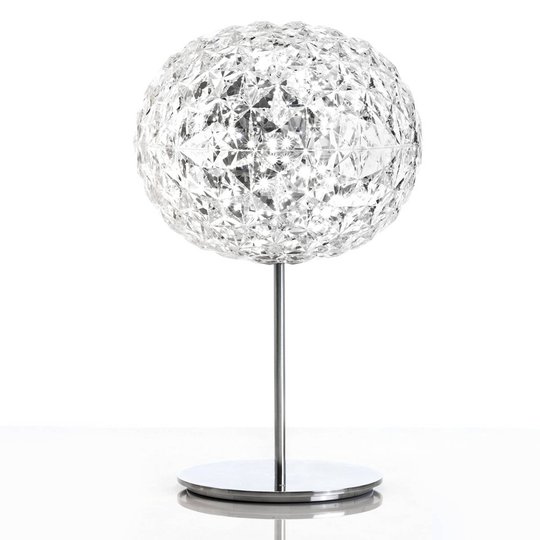 LED-bordslampa Planet med touchdimmer, transparent