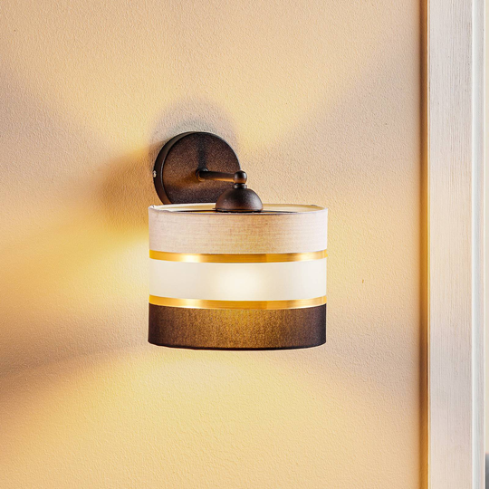Vägglampa Helen bom textil grå-svart-guld