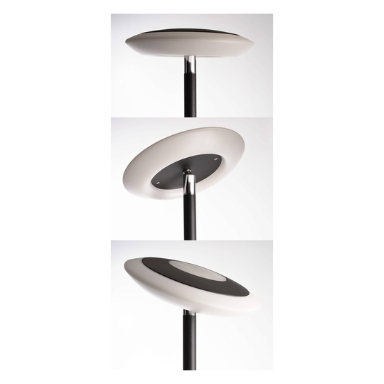 LED-golvlampa Bermuda, lutbart huvud, svartgrå