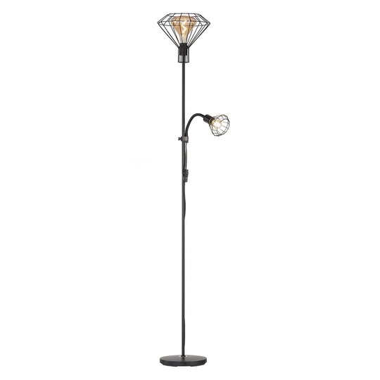 Golvlampa Stev av metall med läslampa