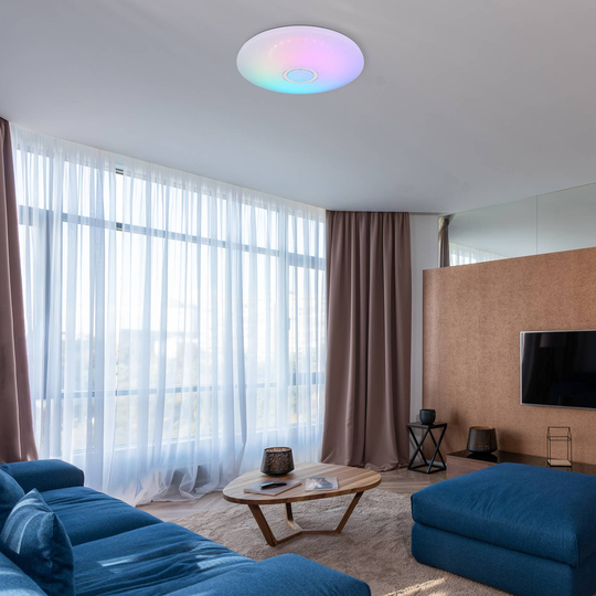 LED-taklampa Clarke, vit RGBW fjärrkontroll