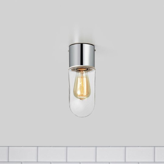 Taklampa Zen, klart glas, krom