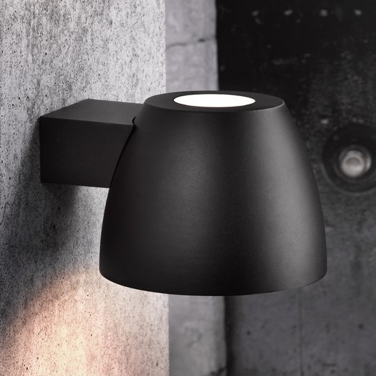 Utomhusvägglampa Bell i svart aluminium