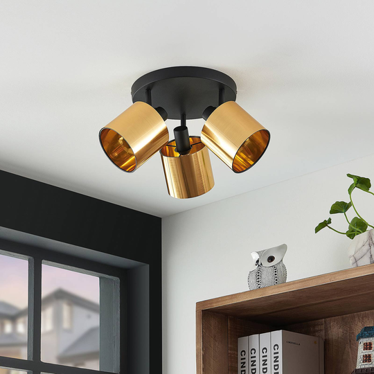 Lindby Joudy taklampa, 3 lampor, ljust brons