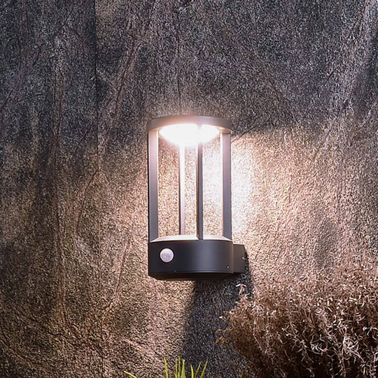 LED-utomhusvägglampa Albaldah, sensor, mörkgrå