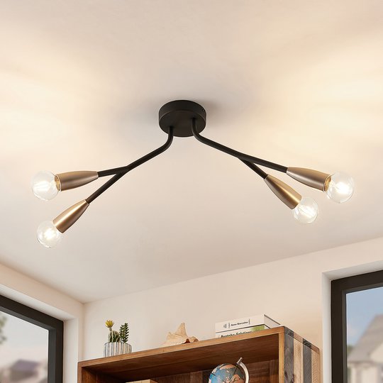 Lucande Carlea taklampa, 4 lampor svart nickel