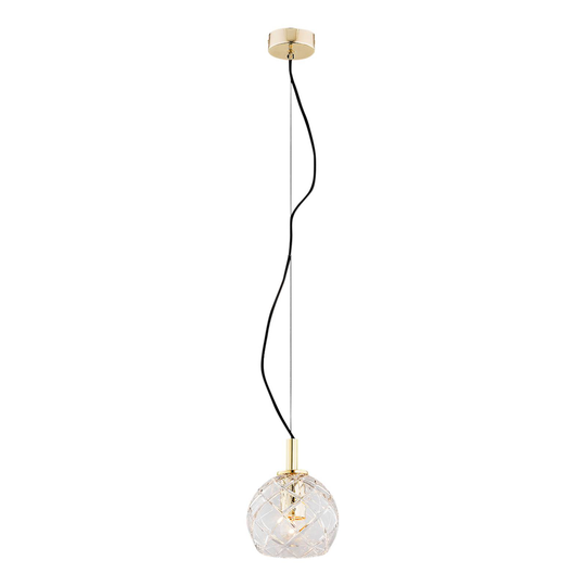 Hänglampa Odel med utsmyckad glasskärm Ø 14 cm