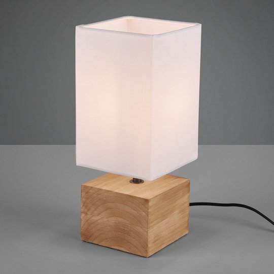 Bordslampa Woody med träfot, 12 cm x 12 cm