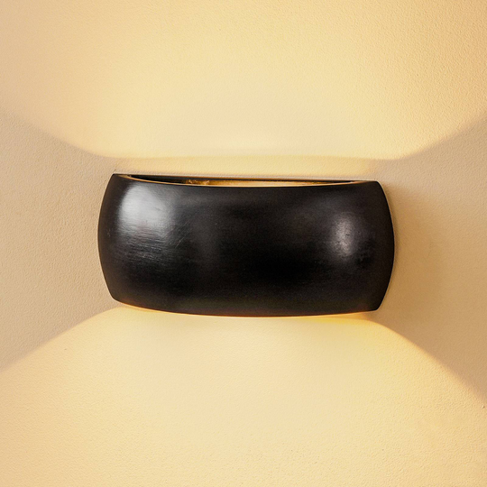 Vägglampa Bow up/down keramik svart bredd 32 cm