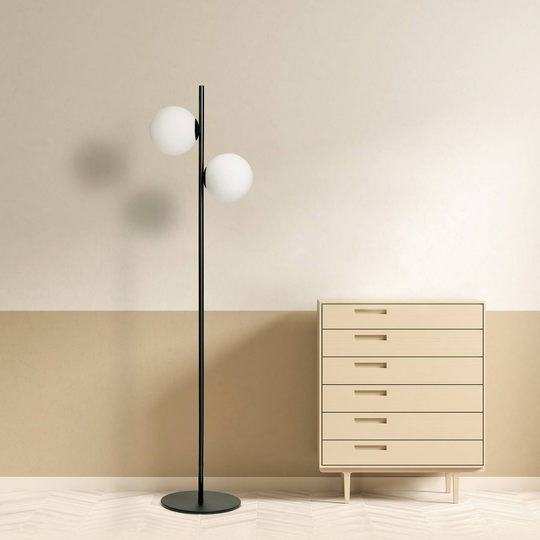 Golvlampa Jugen, svart/vit, 2 lampor