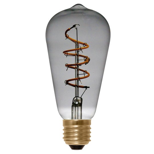 E14 4W 922 LED-rustikalampa Curved Line smokey grå