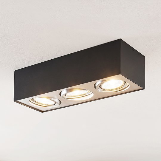 Arcchio Dwight LED-taklampa i svart, 3 lampor