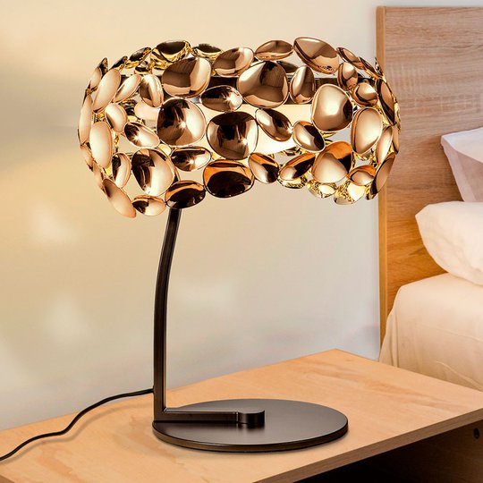 LED-bordslampa Narisa roséguld/brun